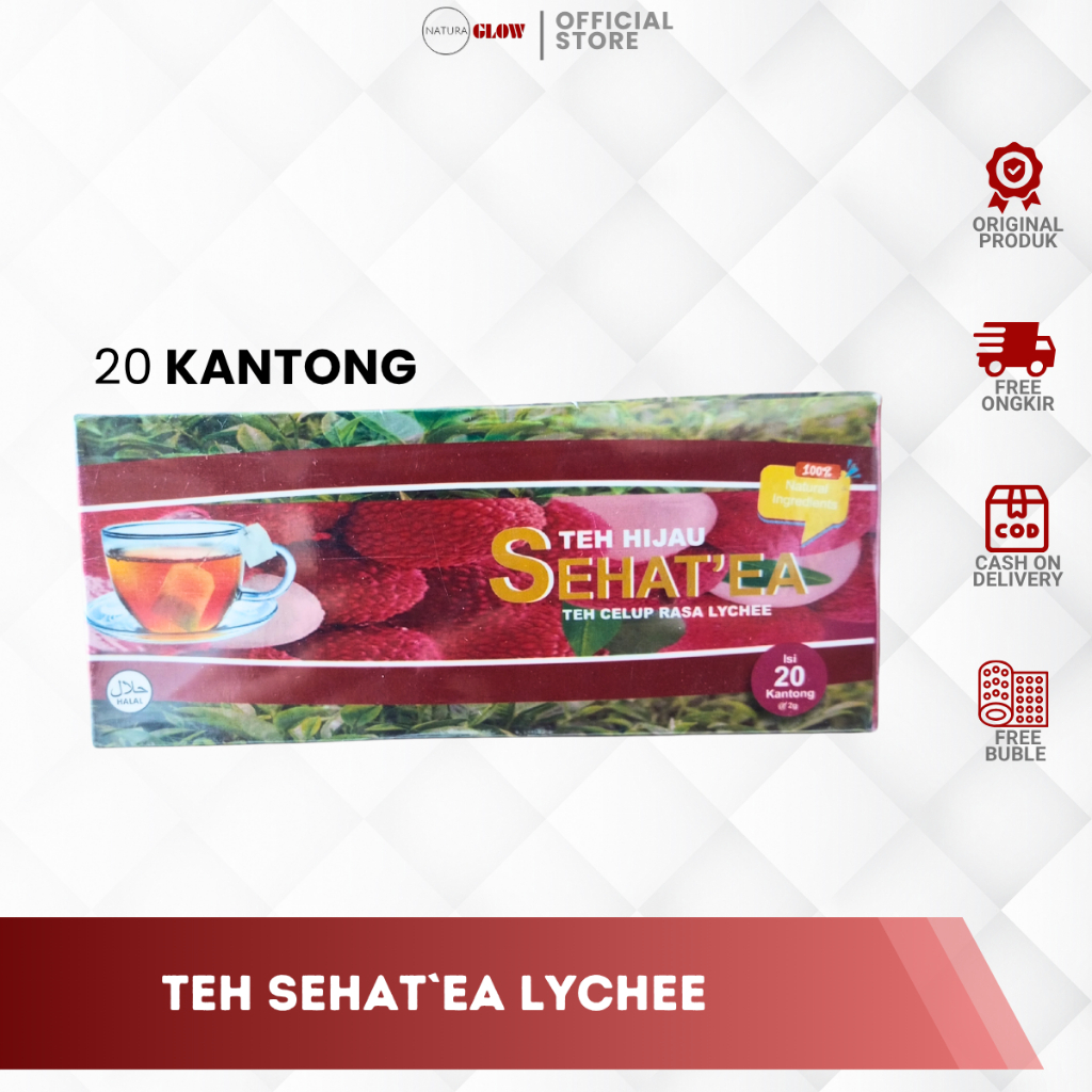 

TEH HIJAU SEHAT'EA RASA LYCHEE - teh hijau herbal | rasa lychee segar | bantu jaga kebugaran & kesehatan alami | isi 20 kantong teh | original dari Alifa 100%