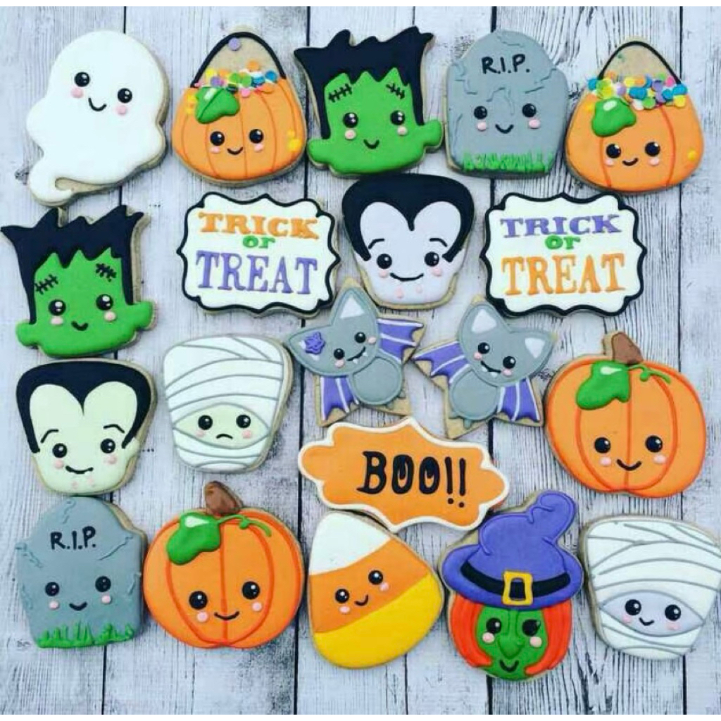 

butter cookies dengan icing | kukis hias halloween 5
