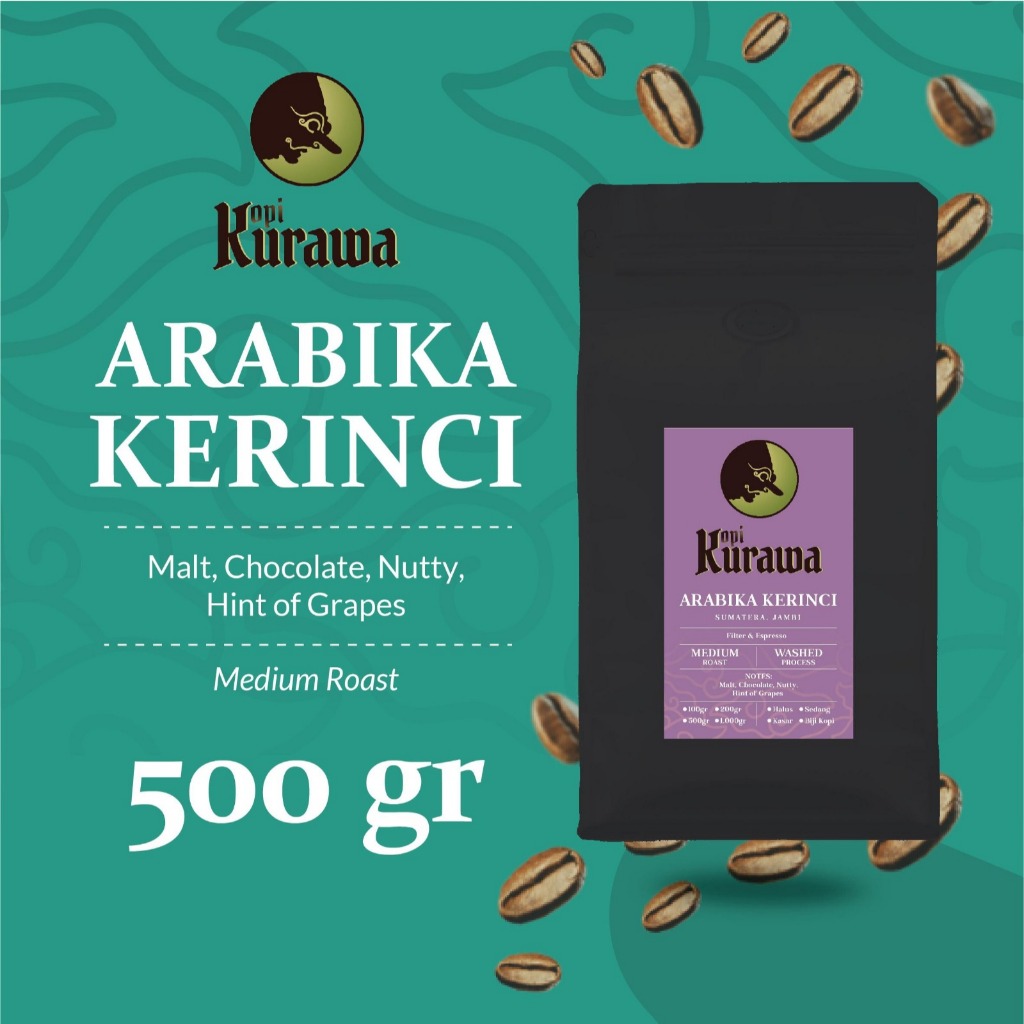 

Kopi Arabika Kerinci Sumatera Arabica Coffee Bean Biji Bubuk 500 Gram