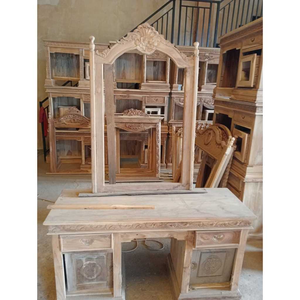 Meja rias cempaka || Meja rias sudut kayu jati ukir asli jepara 100%