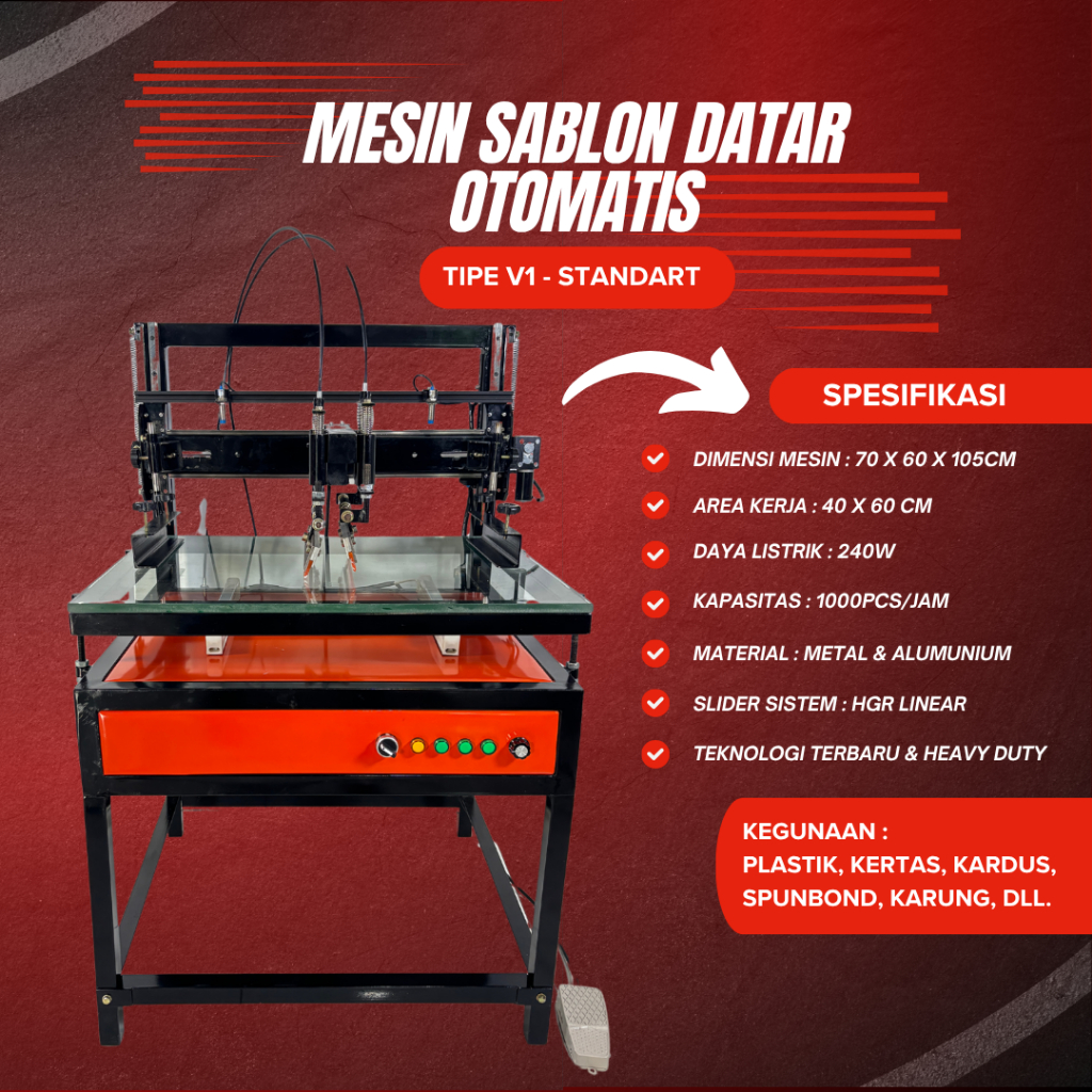 Mesin Sablon Datar Otomatis Untuk Sablon Plastik Karung Kertas Kain