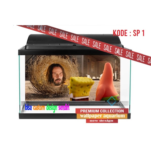 stiker sticker background aquarium SPONGEBOB jumbo kaca akrilik besar spongebob naga