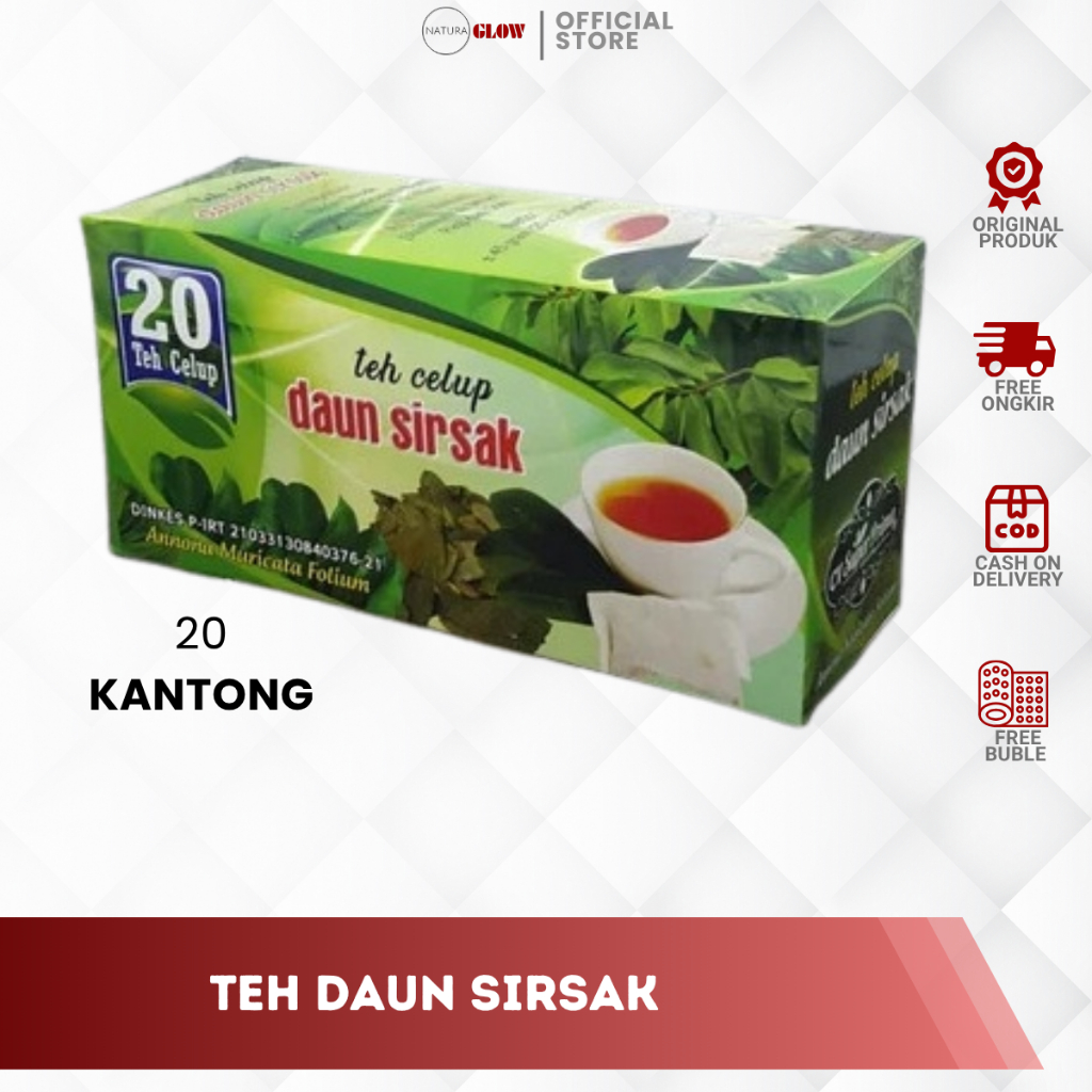 

TEH CELUP DAUN SIRSAK - Cegah Kanker Selagi Sehat | Teh Herbal Super Prima | Original 100% | isi 20 Kantong Celup