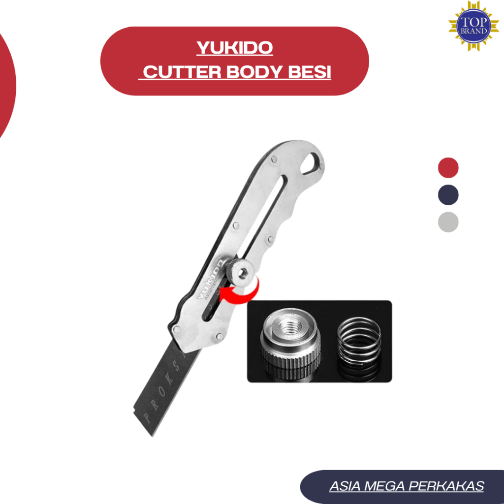 

YUKIDO Pisau Cutter Gagang Body Besi Heavy Duty Cuter Kater Cuter Tajam