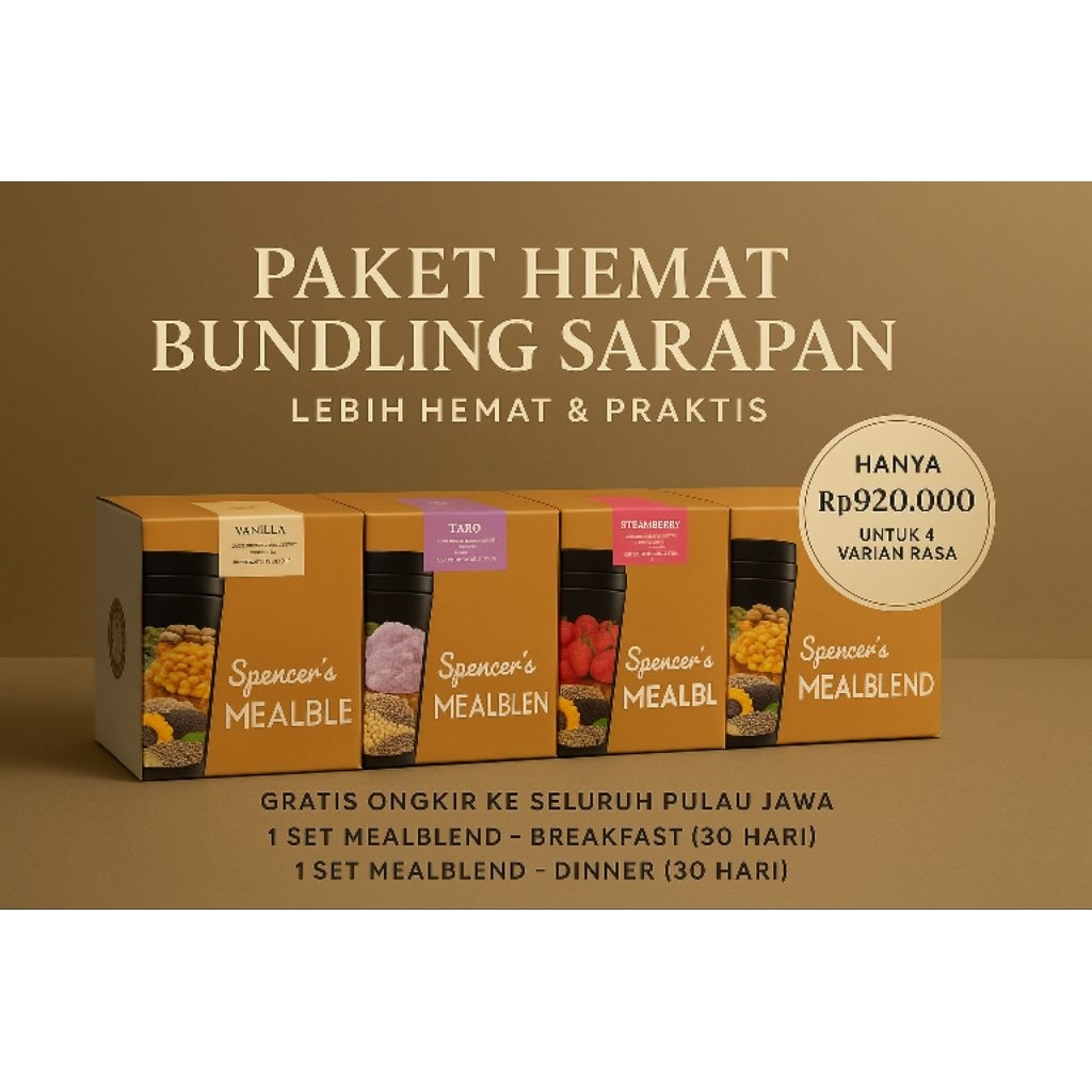 

Minuman Diet- Makanan Diet - Sliming - Spencer's 4 BOX isi 60 Sachet dengan Pilhan Varian rasa yang berbeda | Spencer mealblend Multigrain OAT Superfood Granola Gluten Oatmeal Sereal