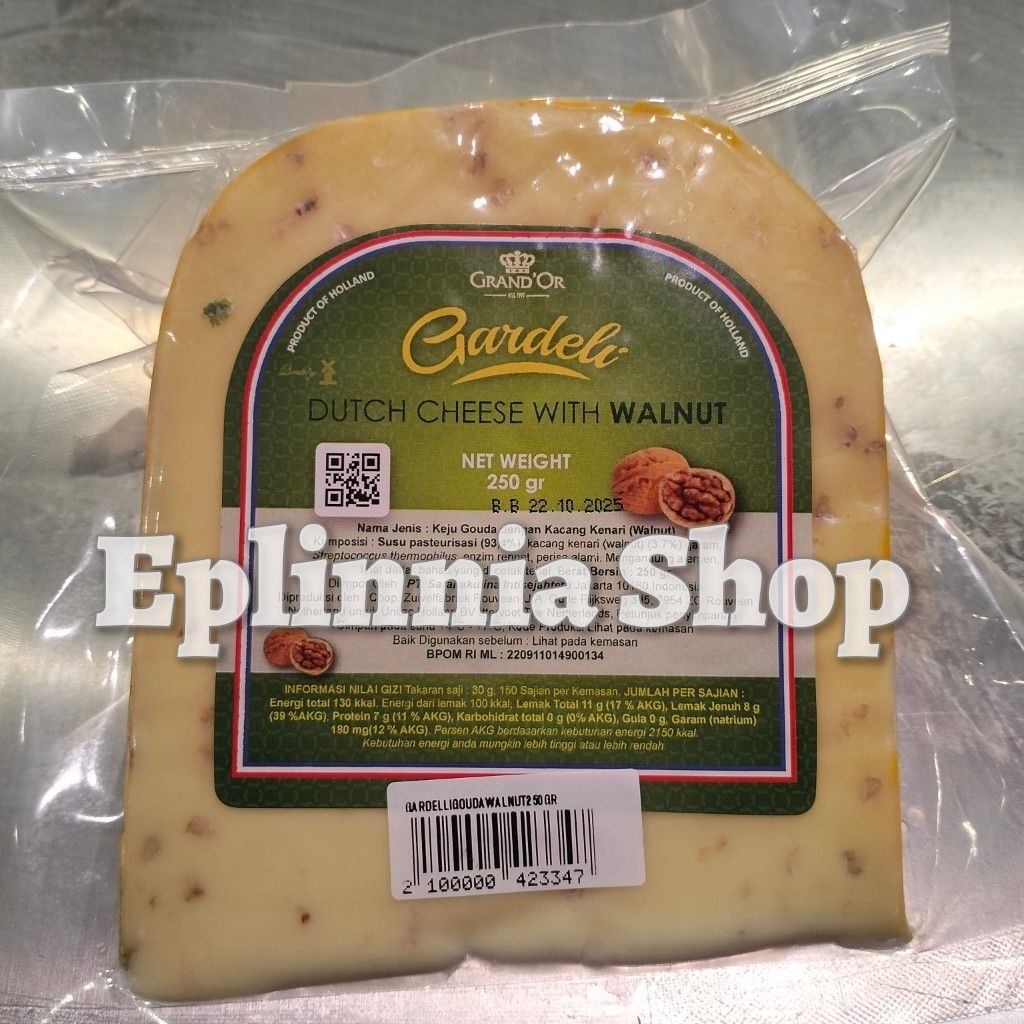 

Grand'Or Gardeli Dutch Cheese With Walnut 250 gr - Keju Gouda Dengan Kacang Kenari
