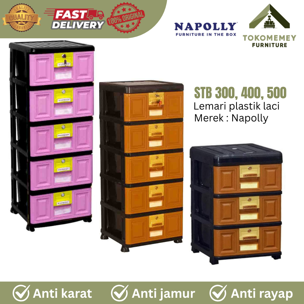 NAPOLLY LEMARI PAKAIAN STB LACI SUSUN PLASTIK 3 SUSUN 4 SUSUN 5 SUSUN LACI SERBAGUNA