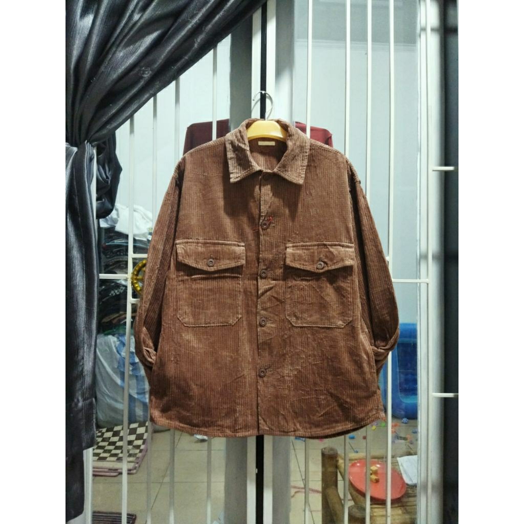 corduroy outer jacket gu Uniqlo oversize XL 4 pocket casual pria wanita murah terbaik