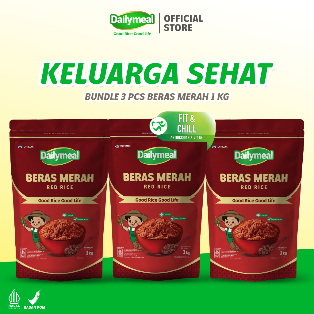 

[Keluarga Sehat] Dailymeal - Red Rice (Beras Merah) 1 kg (3pcs) - Superfood Premium untuk Nutrisi