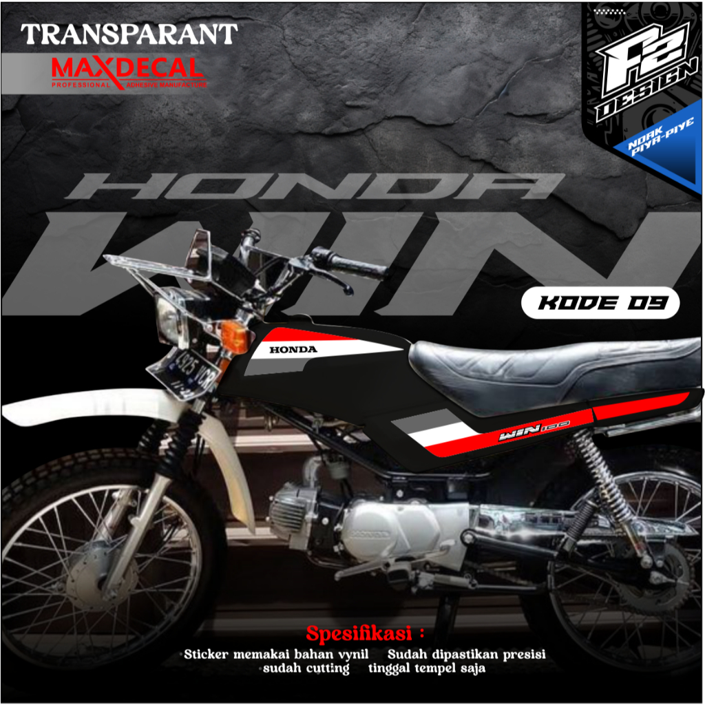 STIKER HONDA WIN 100 STRIPING HONDA WIN 100 / STIKER WIN 100 / STRIPING WIN 100 TRANSPARAN KODE 09