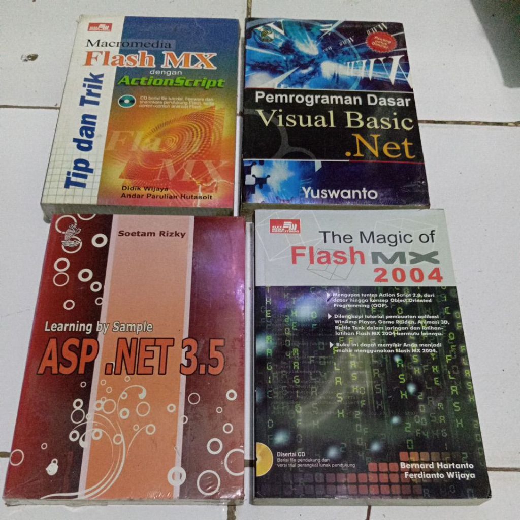 Buku komputer Learning by sample asp net 2005 The magic of flash mt 2004  Pemrograman dasar visual b