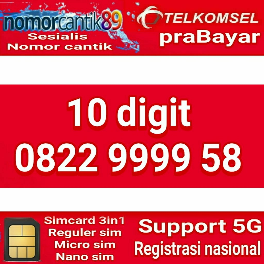 Nomor cantik simpati kartu perdana 10 digit prabayar
