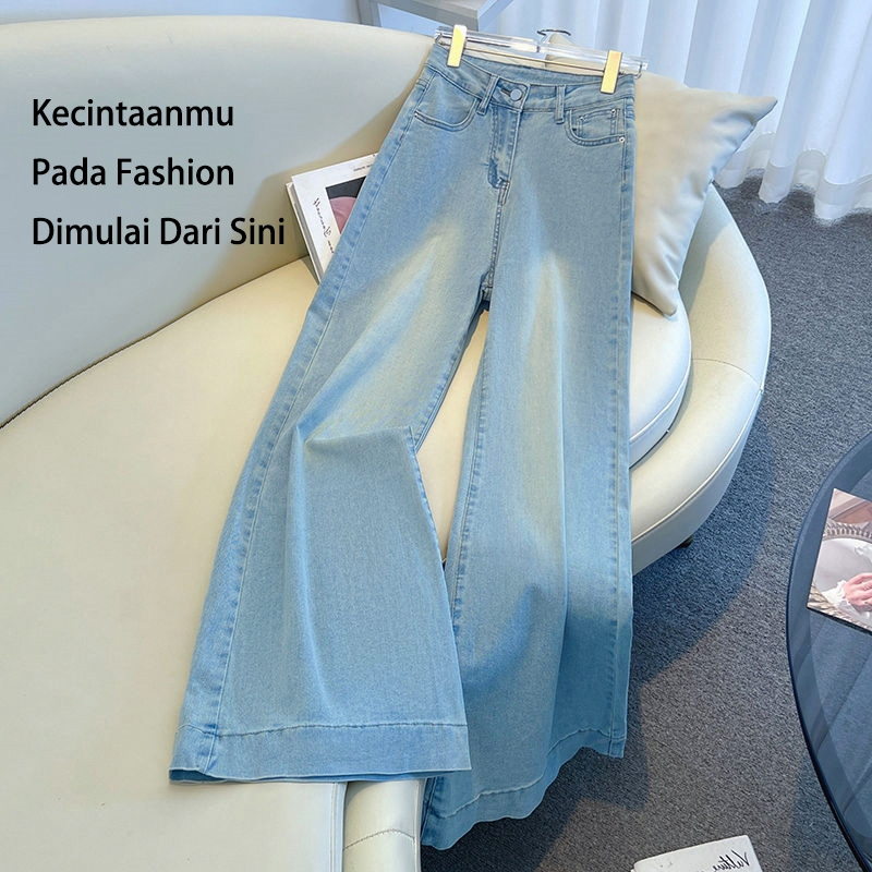 Celana Cutbrav Jeans Wanita Baggy Jeans High waist Panjang Celana Jeans Jumbo Kulot Casual Jeans Wan
