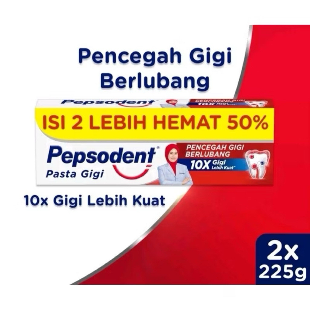 Pepsodent 225gr isi 2 | Pasta Gigi Pepsodent 225gr ISI 2 (double)