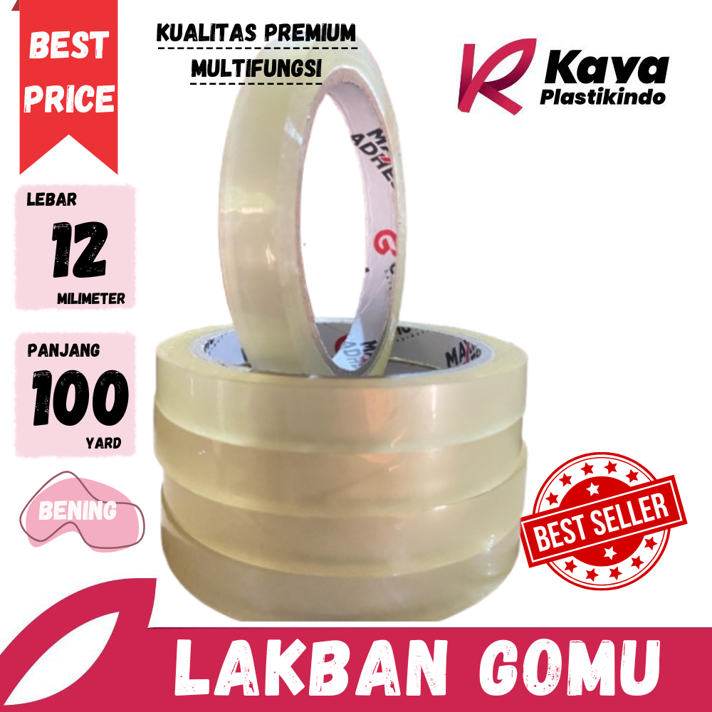 

LAKBAN / PLAKBAN / ISOLASI BENING MURAH 12mm x 100 Yard/SELOTIP PREMIUM MURAH SATUAN