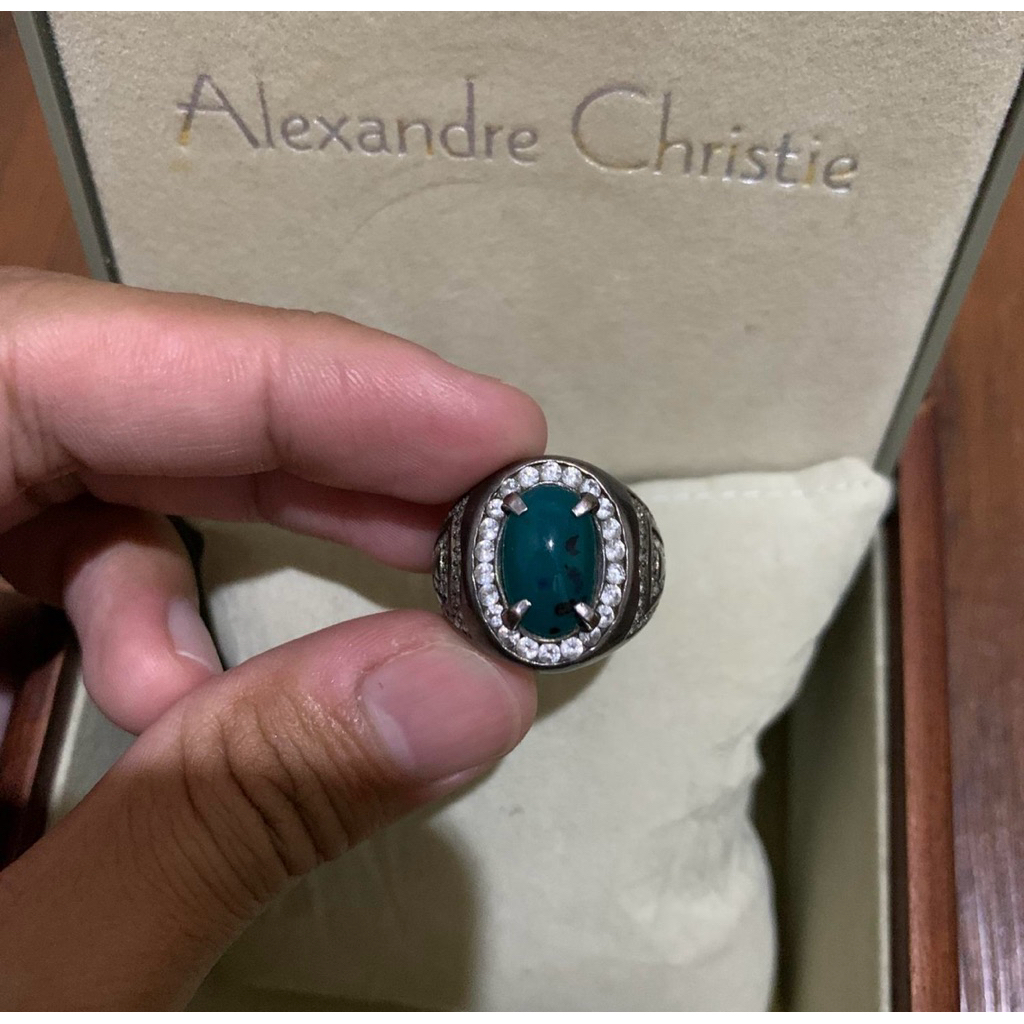 batu bacan lawas ring perak semimicro UK. 17,5 (batu akik)