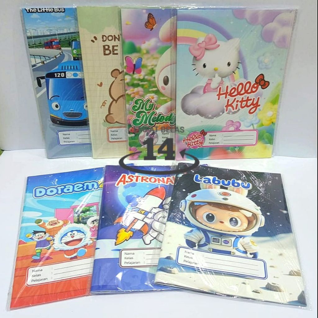 

1 Pak Sampul Buku Tulis Sidu Kwarto Glossy Motif Karakter ( Isi 20 Lembar )