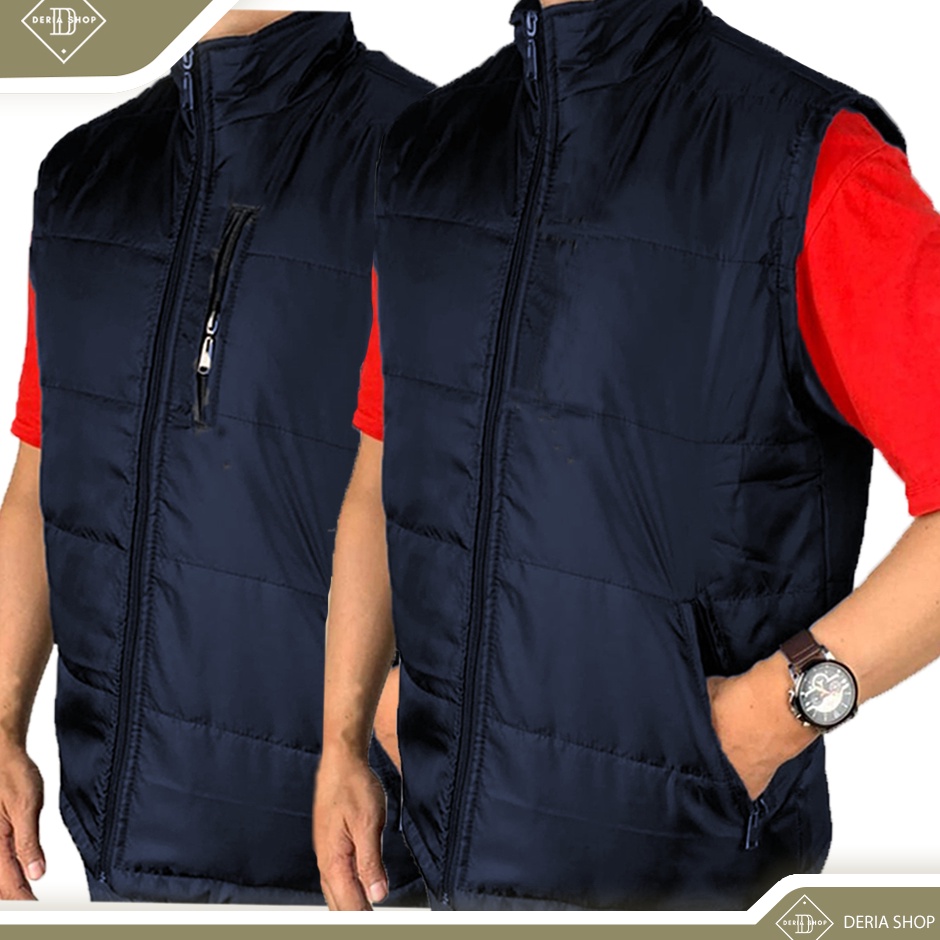 KODE R37K Rompi Gelembung Parasut Pria Polos Hitam Navy Dewasa Anak Vest Puffer Resleting Tebal Anti