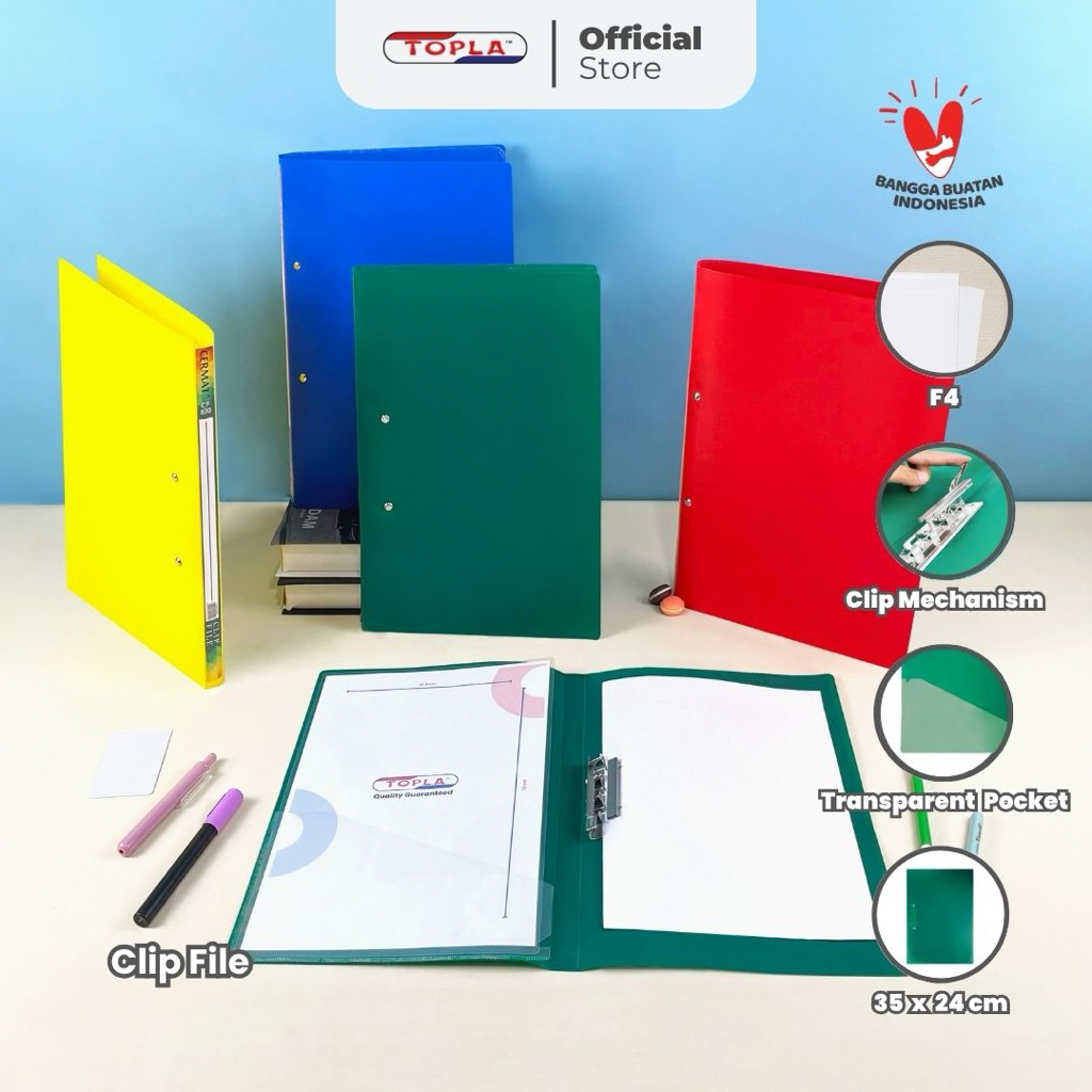 

TOPLA Clip File Cermat Map Jilid Dokumen Jepit Folio F4
