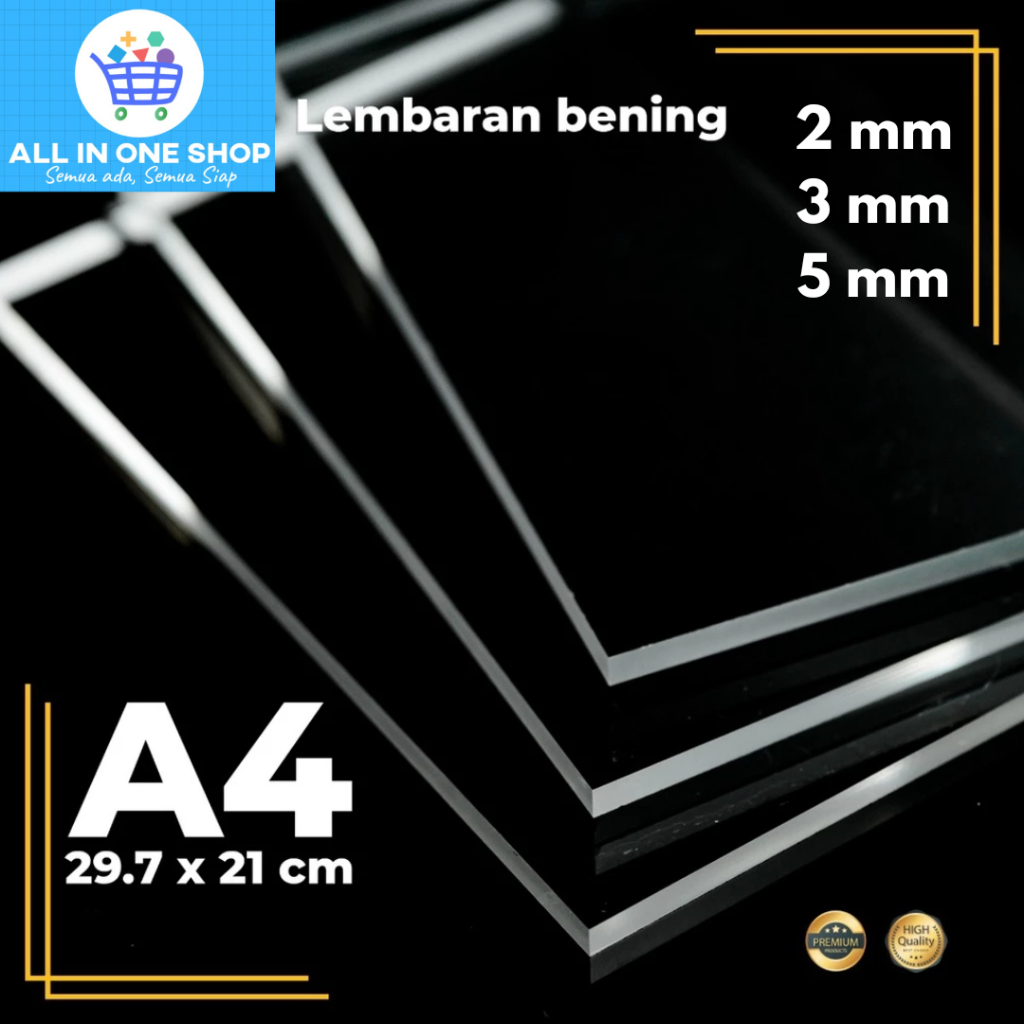 Lembaran Akrilik A4 / Lembaran Acrylic A4 / Akrilik Bening  2mm 3mm 5mm