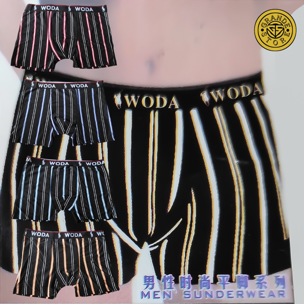 Celana Dalam Pria Boxer Garis Woda CD Pria Segiempat Motif Garis