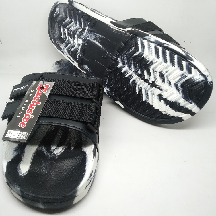 Hego's Sandal Selop Pria Loreng, Phylon Karet Kekinian