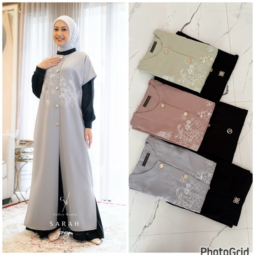 SARAH DRESS inner + outer 2 in 1 gamis SIMPLE MEWAH GALERY MUSLIM