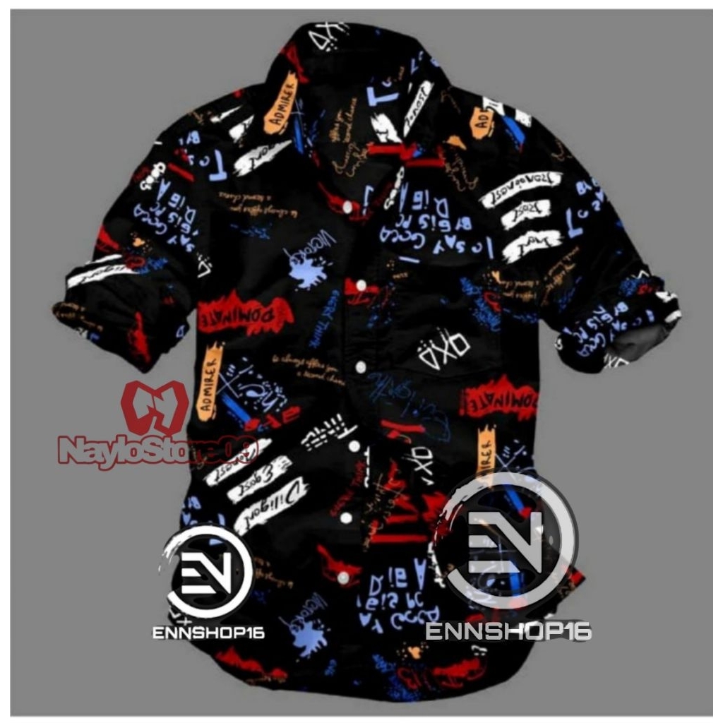 KEMEJA KATUN MOTIF LENGAN PENDEK | Kemeja motif pria dan wanita | Kemeja katun motif | motif bunga |