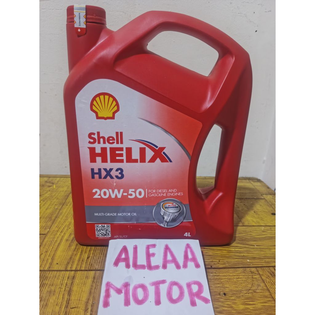 OLI SHELL HELIX HX3 20W-50 4 LITER ORIGINAL/ "PELUMAS OLI SHELL HELIX HX3 20W-50 4 LITER