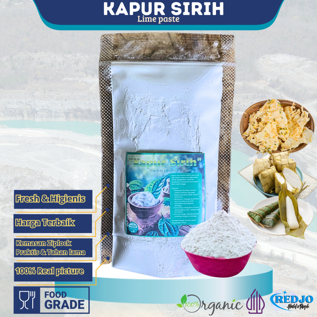 

Kapur Sirih Bubuk Kering Premium 100 Gram - Food Grade Gamping Nyirih LIme Paste Slaked lime