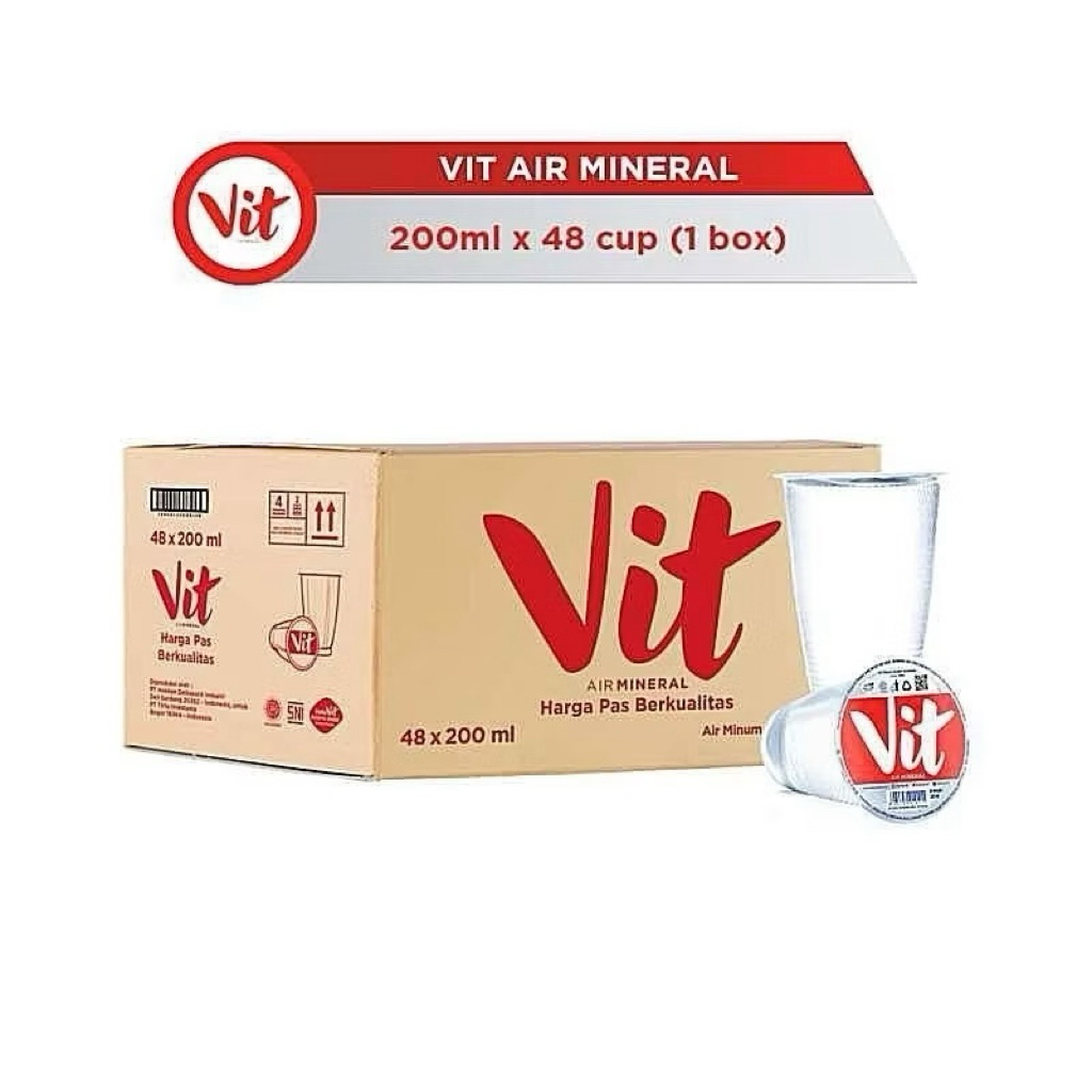 

TERMURAH !! AIR MINUM VIT CUP GELAS ISI 200 ML 1 DUS 48 CUP