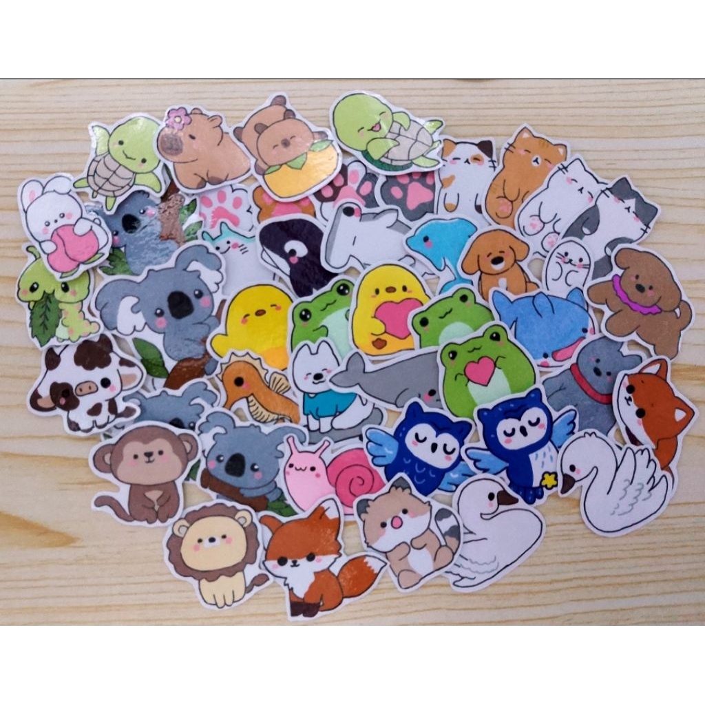 

50pcs sticker aesthetic/sticker cute/berwarna untuk journaling (handmade)