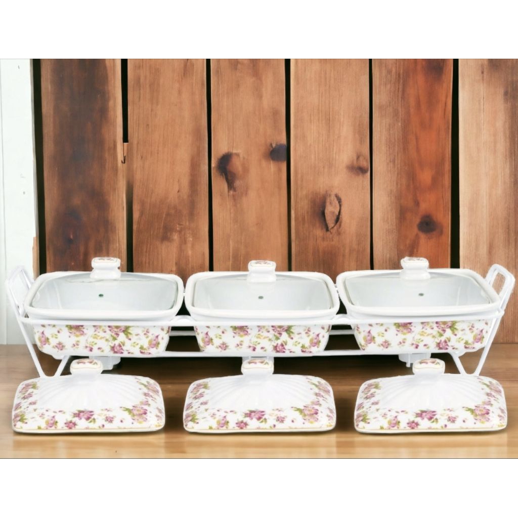 Food warmer VICENZA, Penghangat Makanan Persegi Clara Ha45 MELATI dilengkapi 2 jenis tutup wadah saj