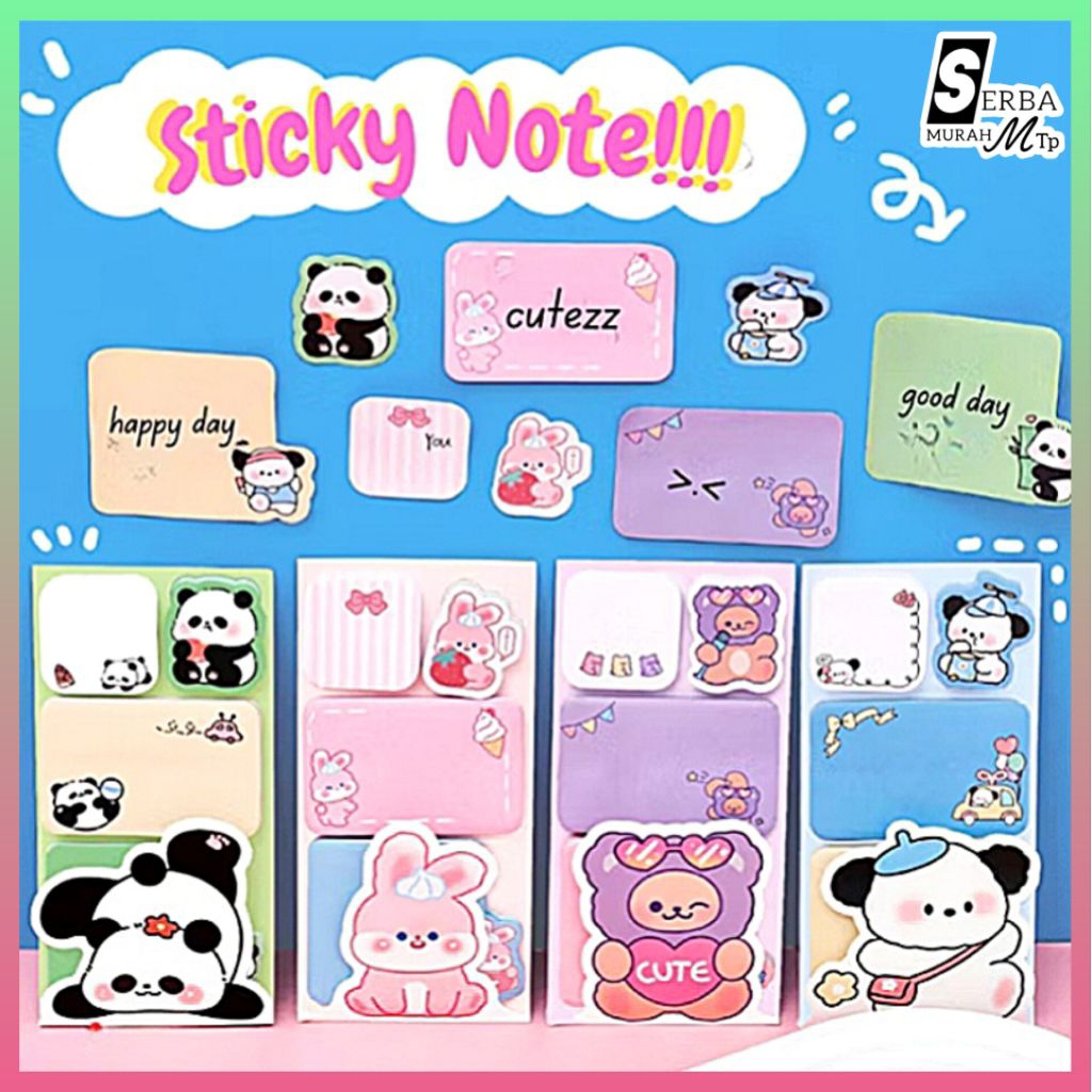 

Sticky Notes 4 in 1 Total 100 Lembar Kertas Catatan Tempel Motif Kartun Animal Lucu