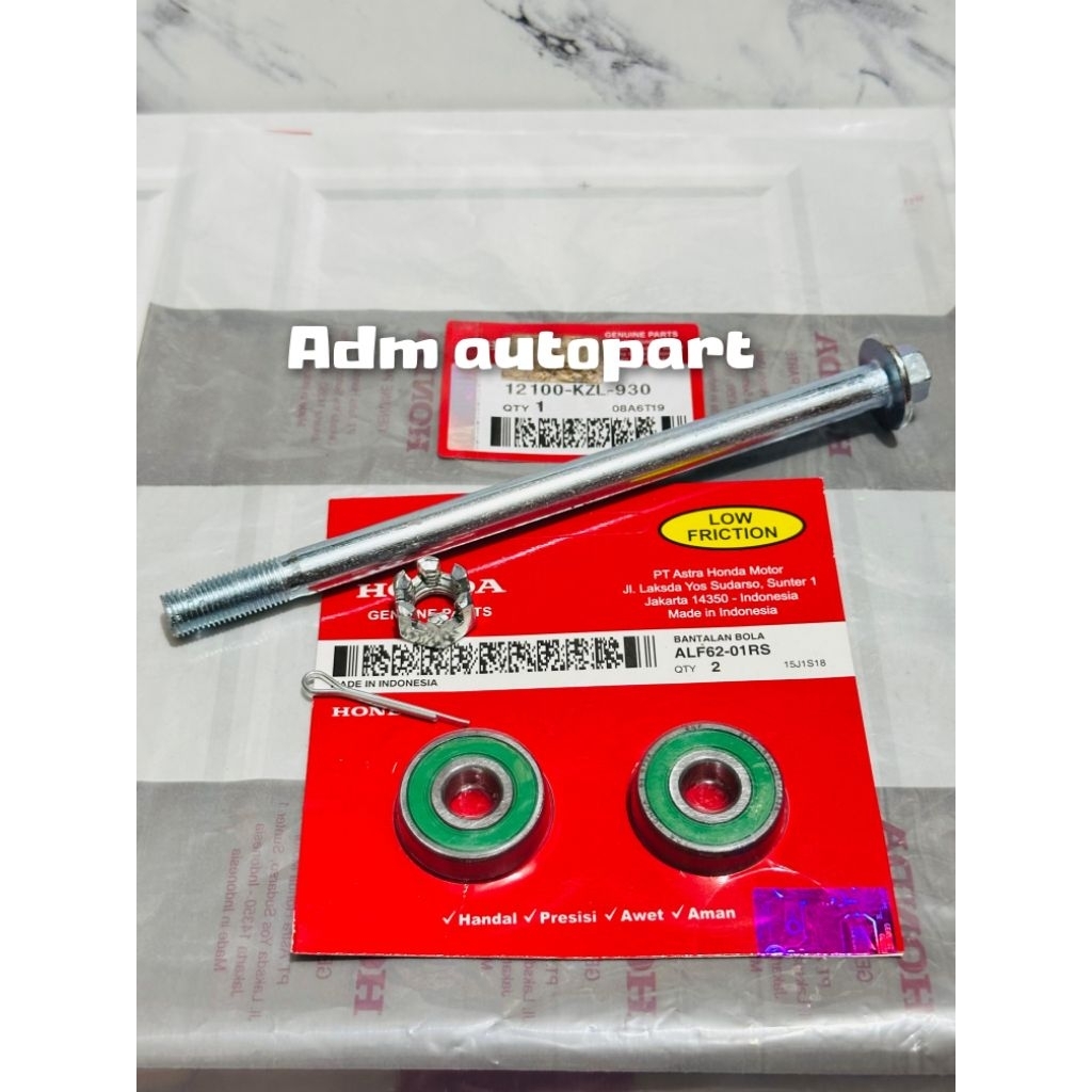 As roda depan+Mur baud KZL+Bearing roda depan 6201RS 2PCS Beat fi Scoopy fi Spacy fi Vario 110 Fi Be