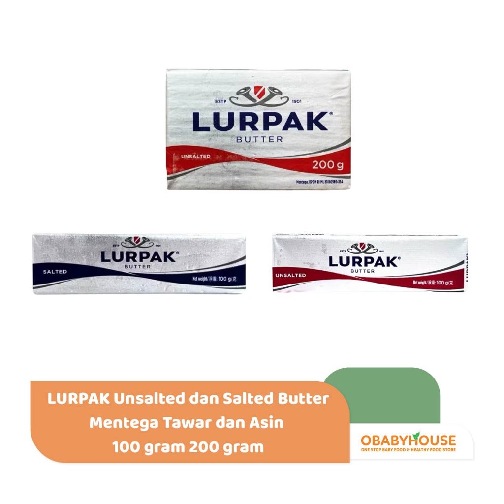 

LURPAK Unsalted dan Salted Butter | Mentega Tawar dan Asin 100 gram 200 gram