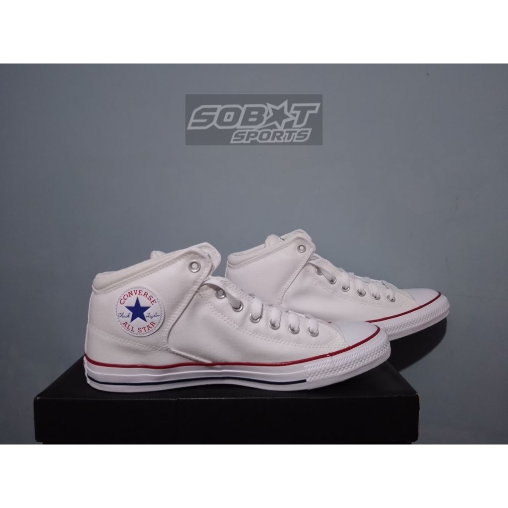 Sepatu Sneakers Casual CONVERSE CTAS HIGH STREET MID WHITE/RED/CLEMATIS BLUE A01688C Size 45 Origina