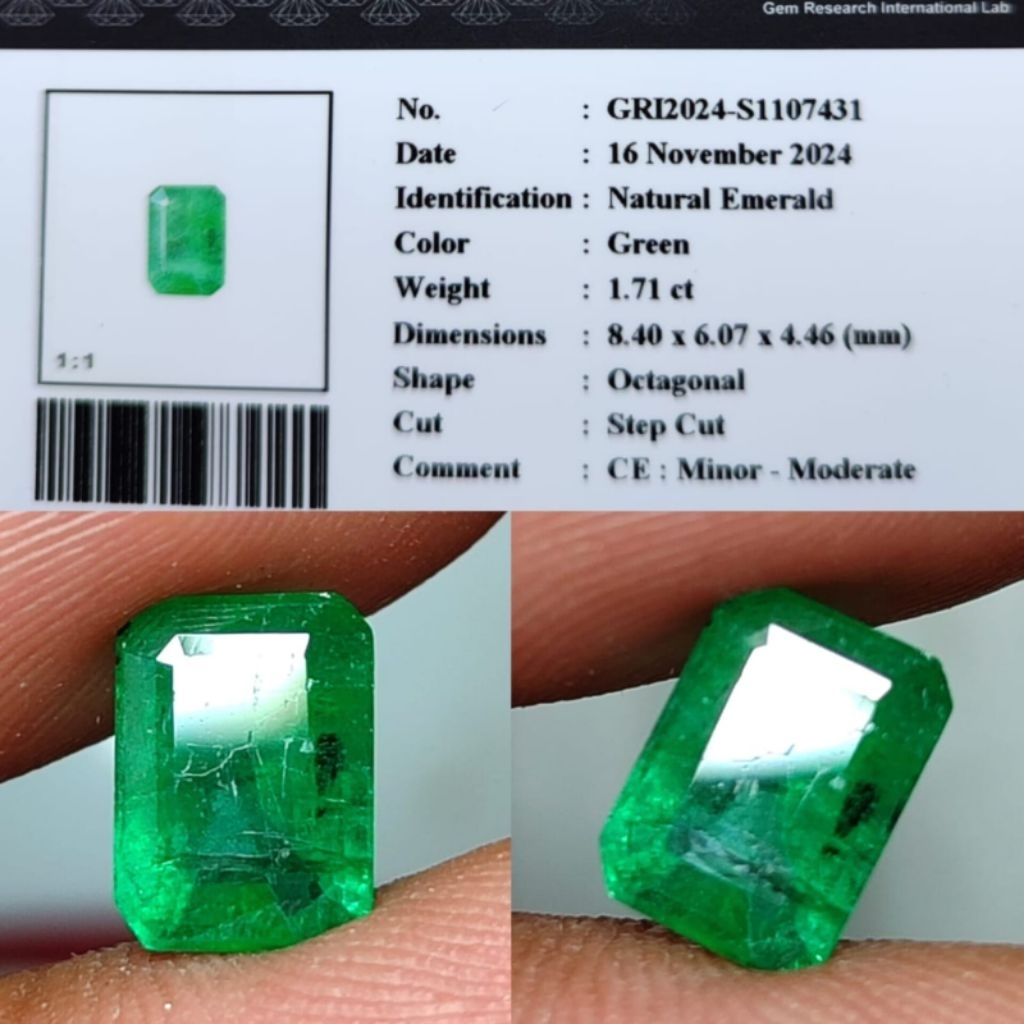 Zamrud Natural Emerald Beryl Green Jamrud Hijau Botol Zambia memo Gri