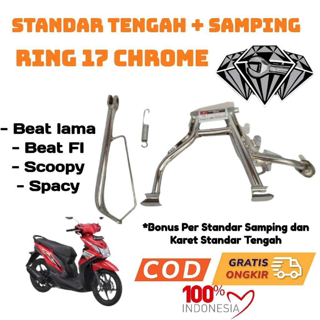Standar 2 Jagang Tengah Standar Samping Jagang Samping Motor Honda Beat Old Lama Karbu / Jagang Vari