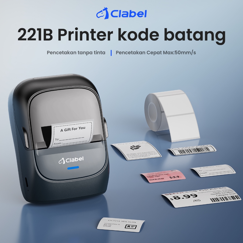 

CLABEL 221B Portable Label Printer Bluetooth Suitable For Name Sticker ,Label Nama Small Printer