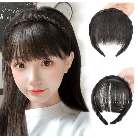 WIG BAndo Poni / Wig Poni Rambut Palsu Model Tulang Ikan / Bando Kepang berponi / bando rambut palsu
