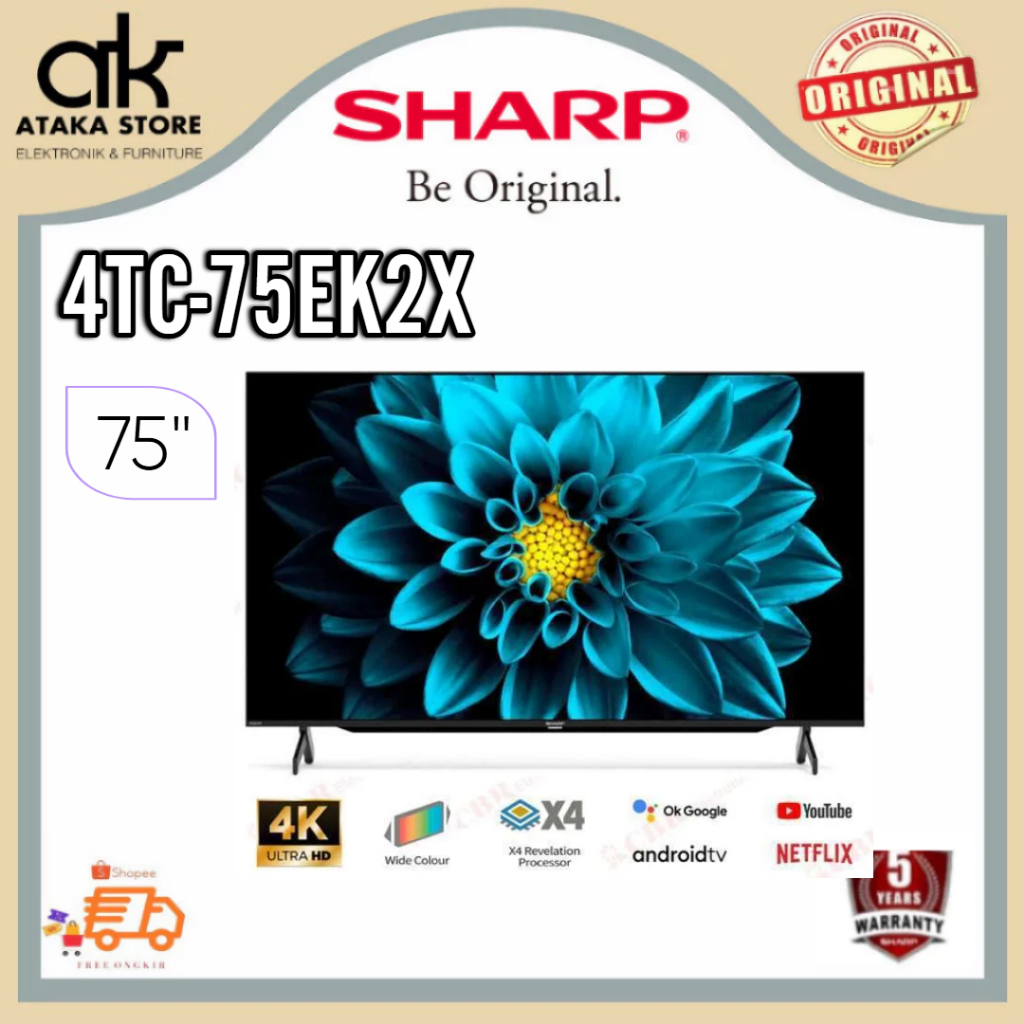 TV LED SHARP ANDROID TV 75EK2X 75 INCH UHD 4K