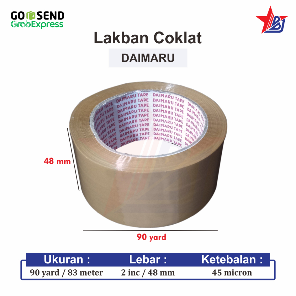 

SOLASI/LAKBAN/TAPE/PEREKAT/ISOLASI/SOLATIP/TERBAIK DAIMARU COKLAT 2 INCH X 90Yard (Lakban Coklat 2")
