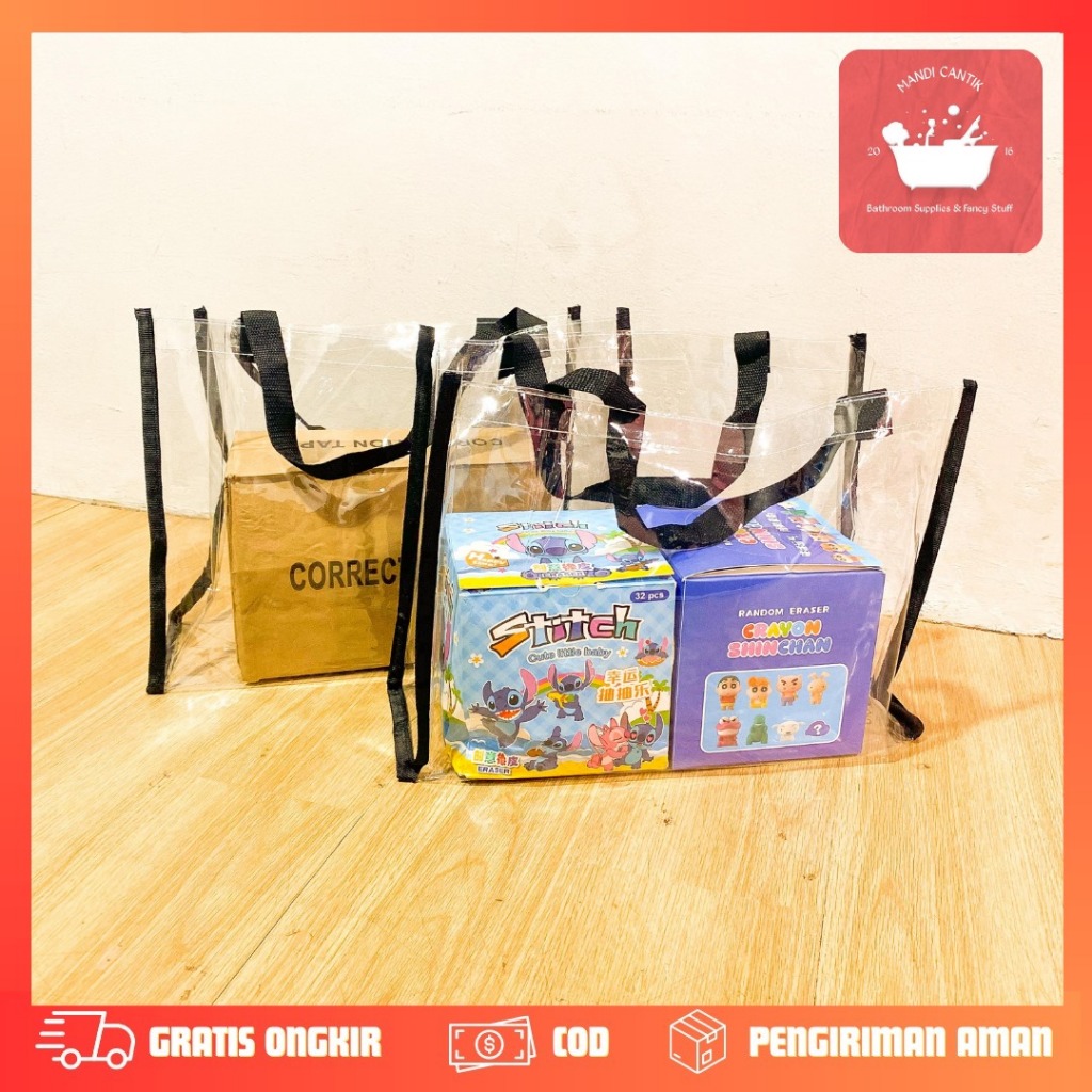 

GOODIEBAG TRANSPARAN LIST TALI HITAM UK 40X30X15 MN-1930 IMUT KADO UNIK SOUVERNIR NIKAHAN ULANG TAHUN HAJATAN