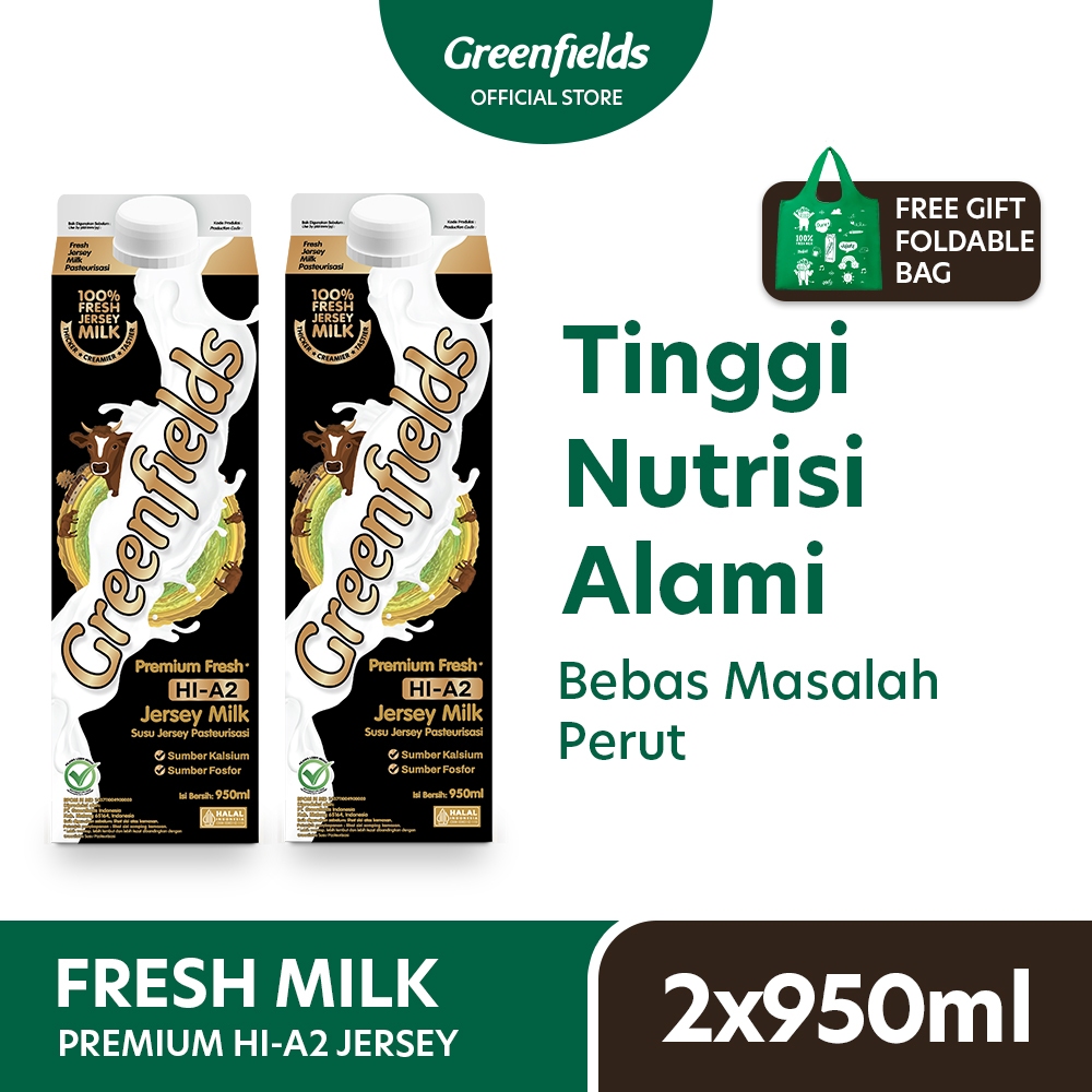 

[Twinpack] Susu Segar Greenfields - Fresh Jersey Milk 950ml x 2pcs