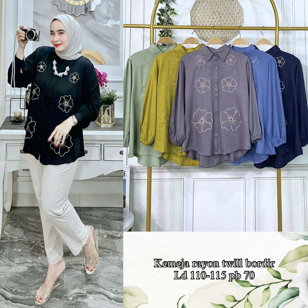 KEMEJA WANITA MOTIF BUNGA RAYON KEMEJA RAYON WANITA MOTIF