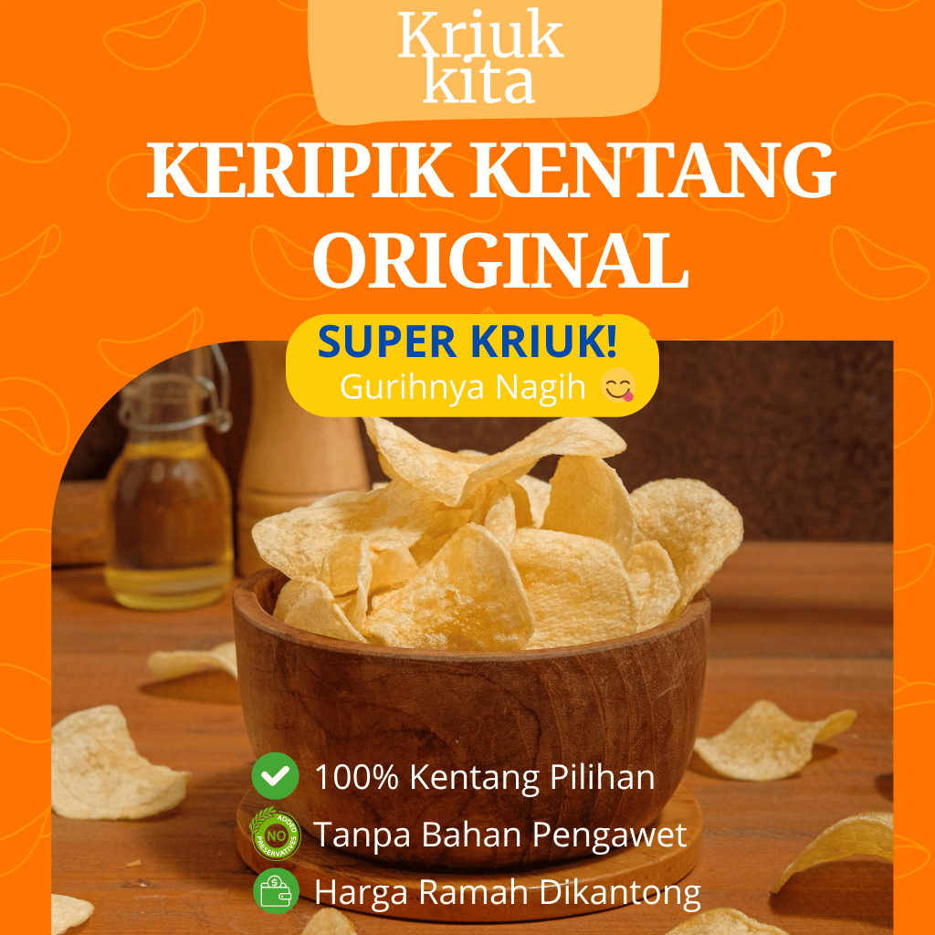 

Keripik Kentang Renyah Original KRIUKKITA 80 gram – 100% Kentang Pilihan & No Pengawet