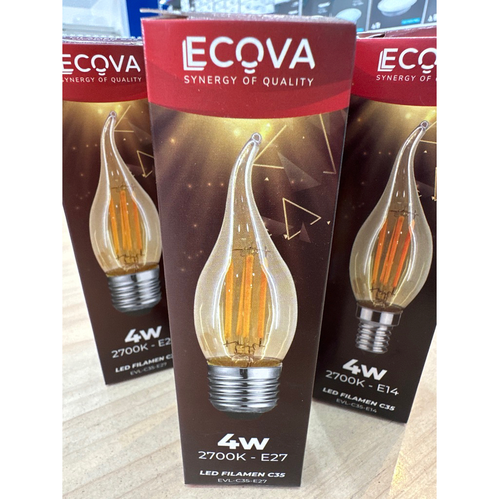 LAMPU LED C35 LAMPU CAFE ECOVA 4w 2700k - e14 e27 EVL-C35-E14
