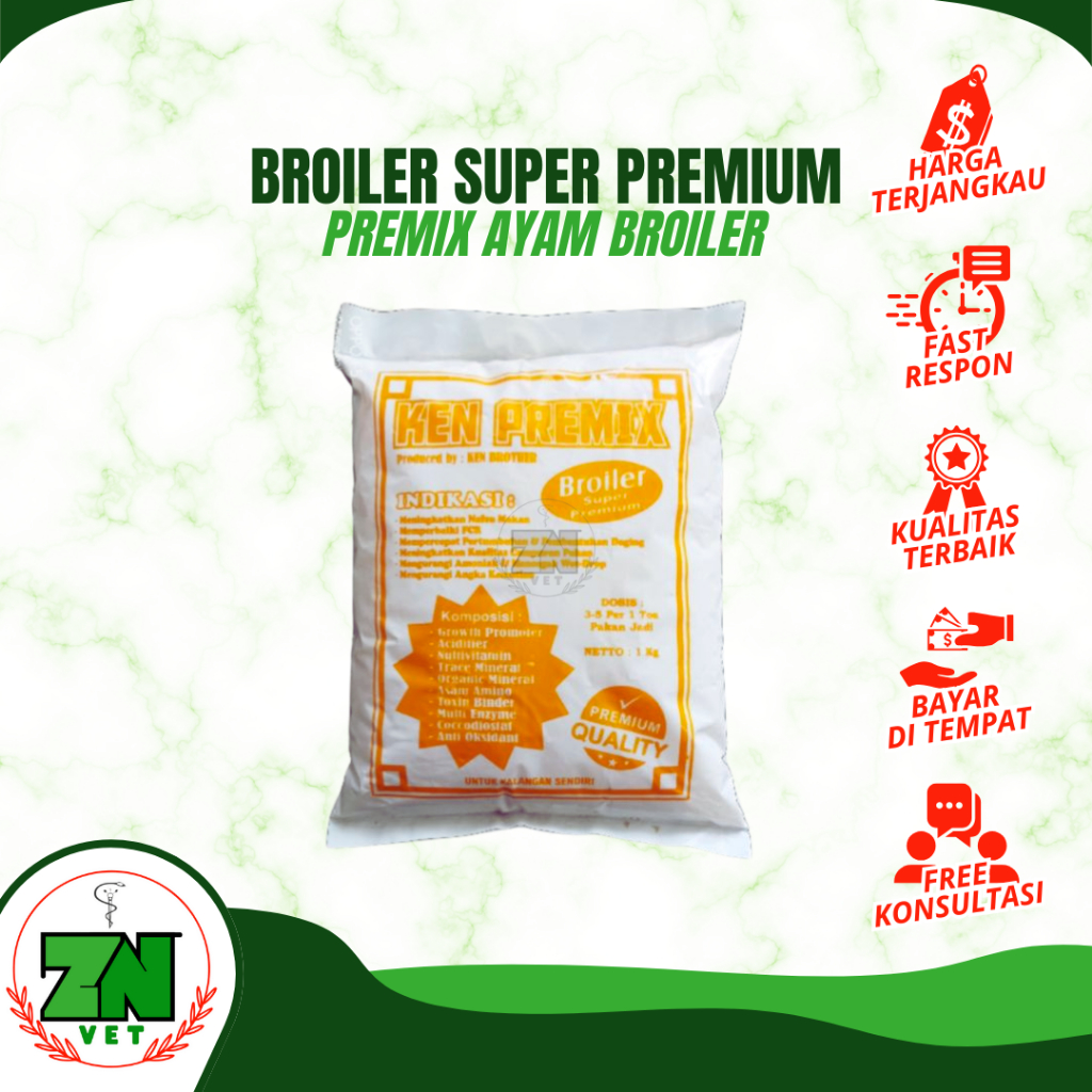 Ken Premix Broiler Super Premium -Campuran Pakan Ayam Broiler/Pedaging-1Kg