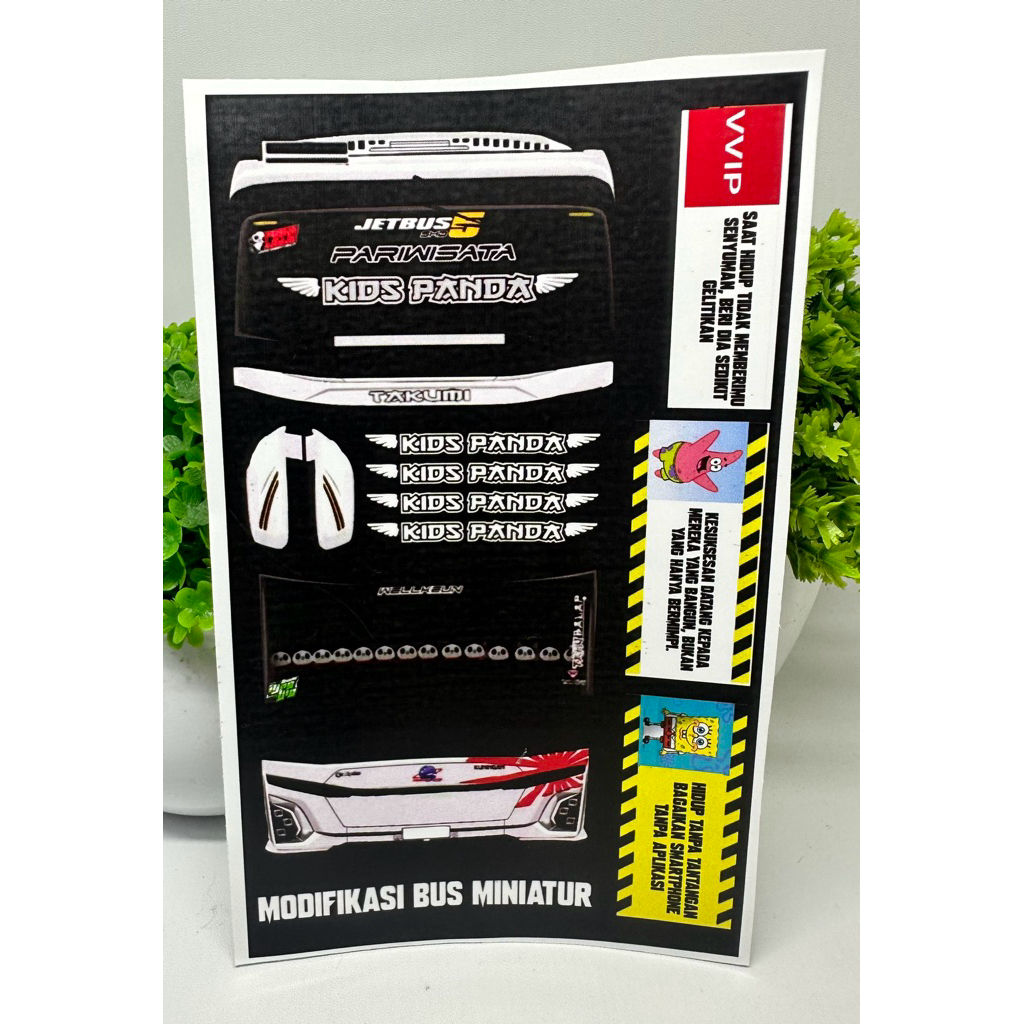 stiker miniatur bus kids panda